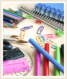 pens, paperclips, and rulers scattered on a desk