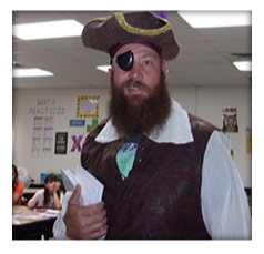 staff member dressed as pirate