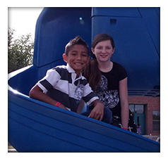 students on playground equipment