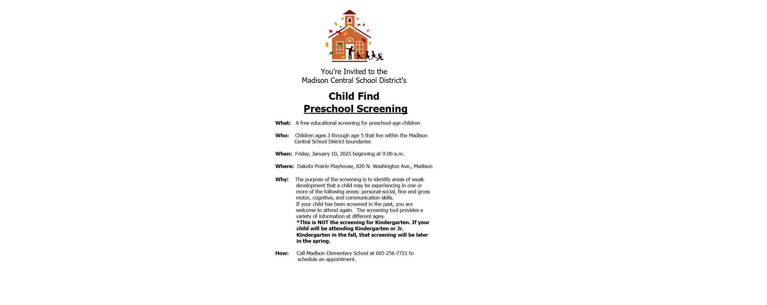 Child Find Preschool Screening Flyer