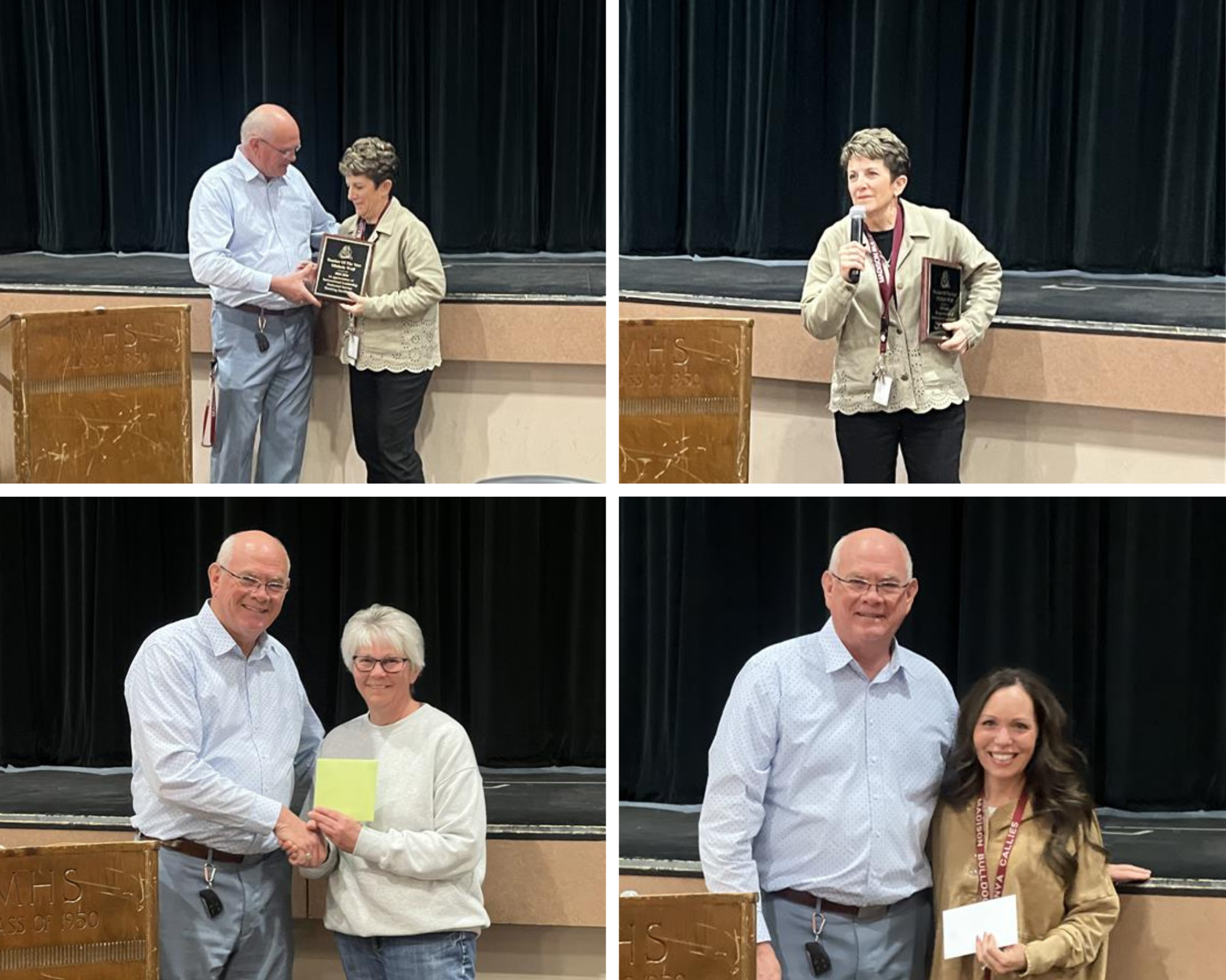 Teacher of the Year: Michelle Wolf and Classified Staff of the Year: Tonya Anderson and Donna Mette