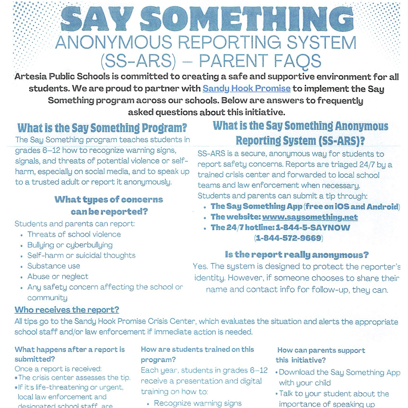 Say something parent FAQs