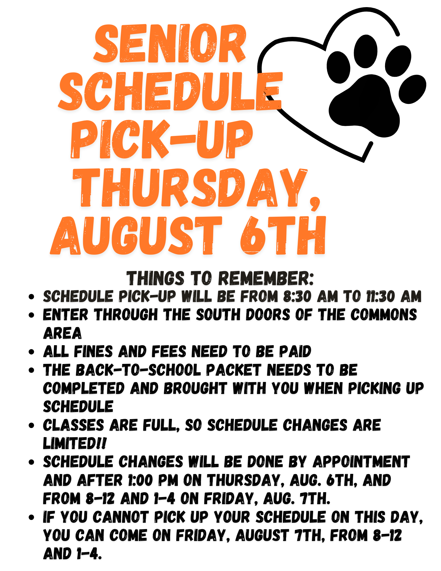 Senior schedule pick up 