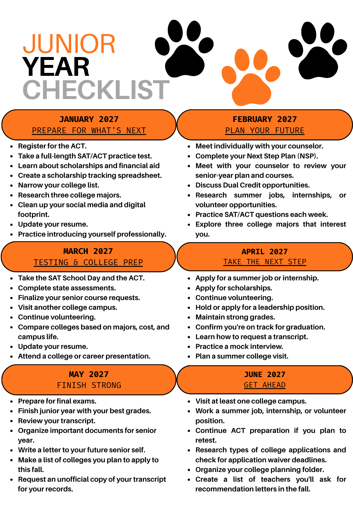 Junior Year Checklist2 Sem