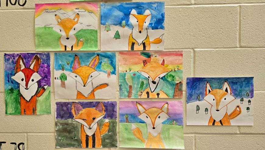 Childrens art work of a fox