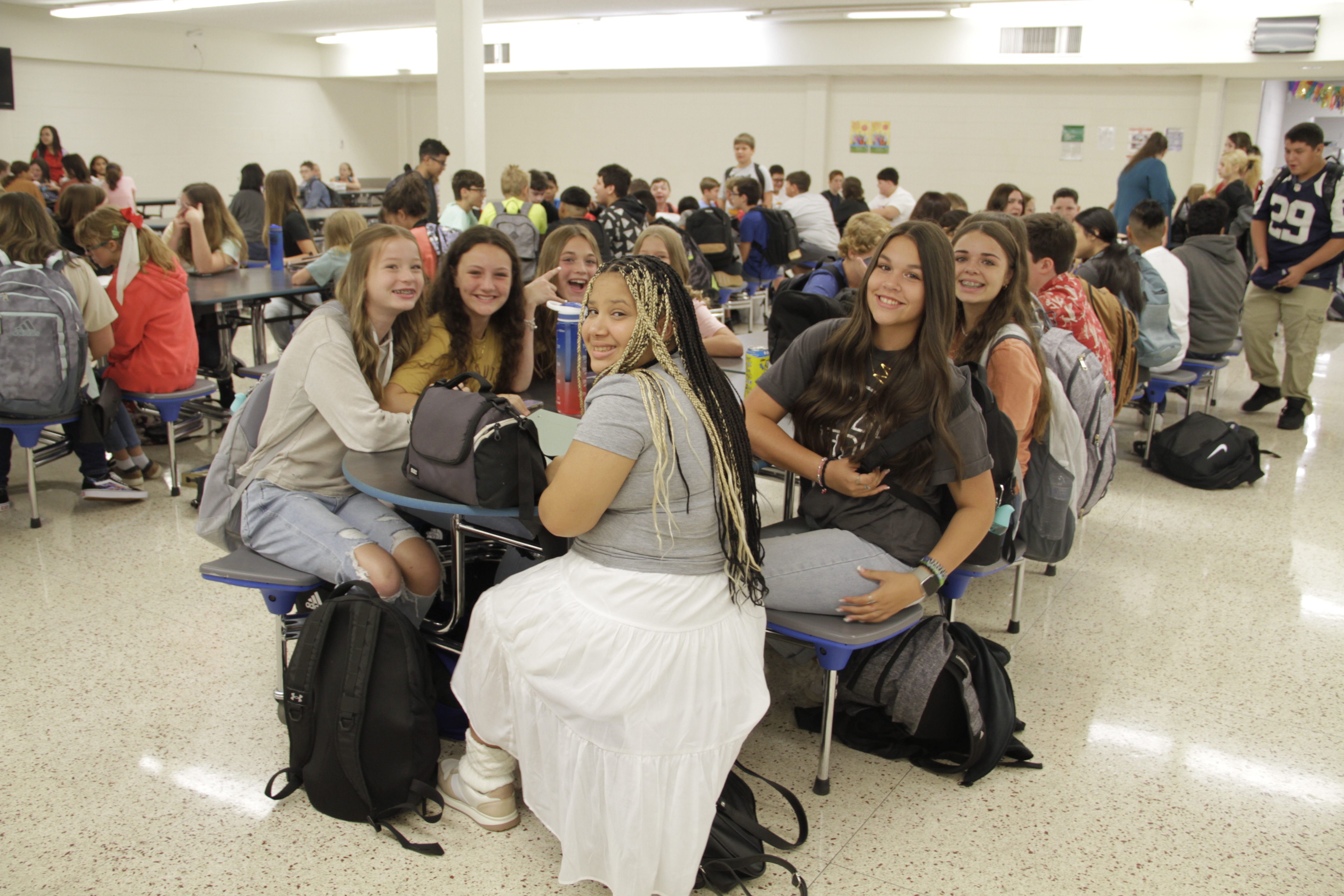 Students in cafeteria waiting for first bell