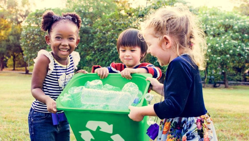 Image of children recycling