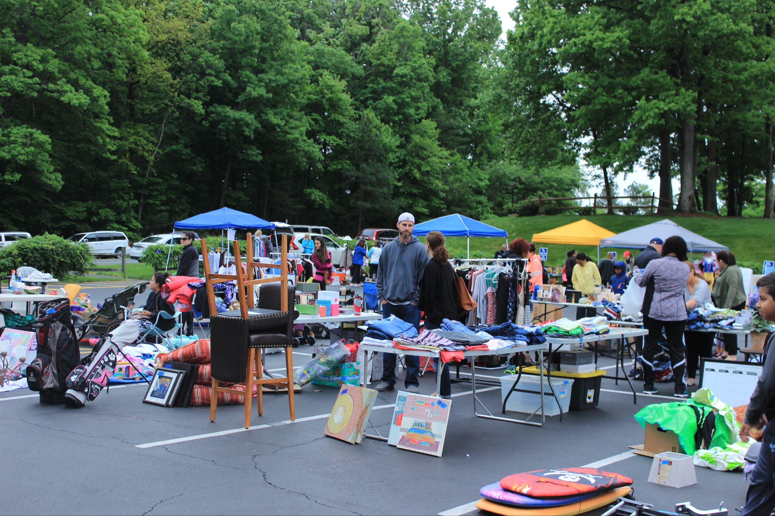 Parking lot yard sale scene