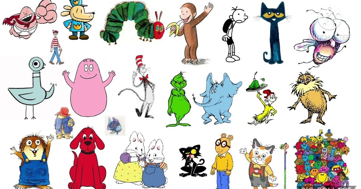 A collage of various children's book characters.