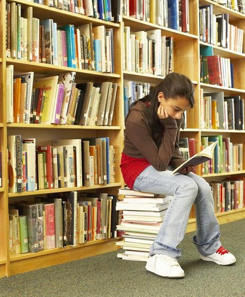 Girl reading books