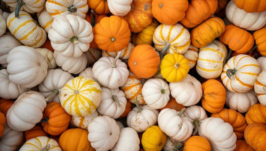 small pumpkins stacked