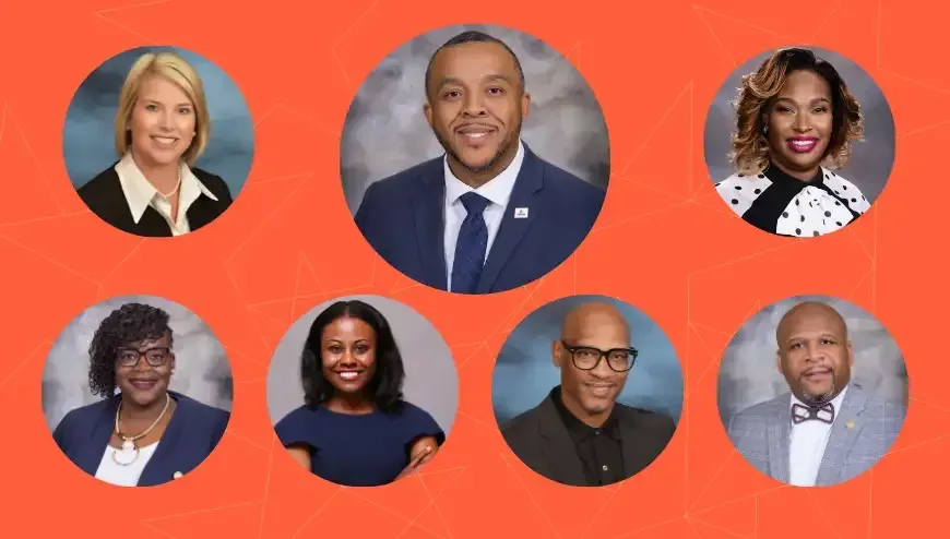 image of 2027 Principal of the Year Finalists on a light orange background