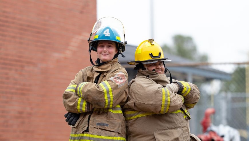 Fire students in gear