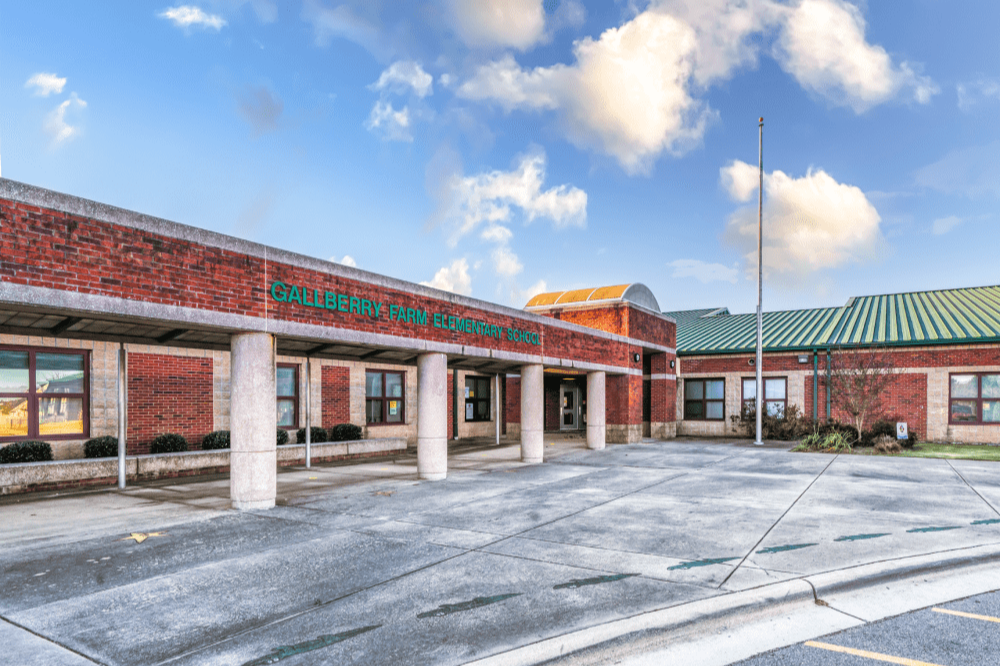 A photo of the front of gallberry farm elementary