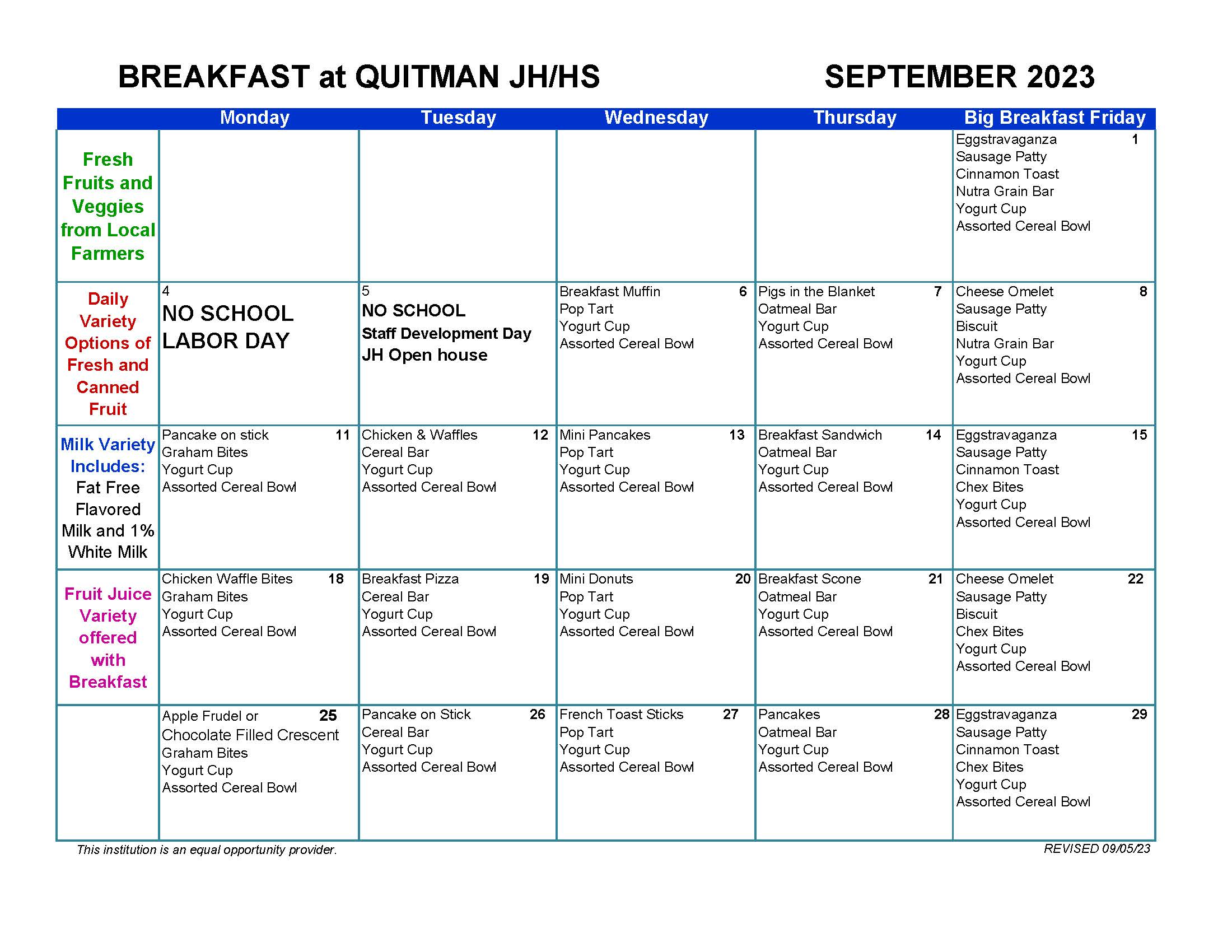 JH/HS Menus | Quitman Junior High School