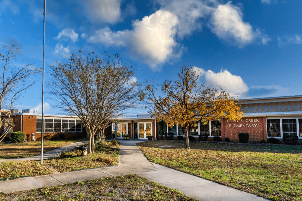 A photo of the front of gray's creek elementary