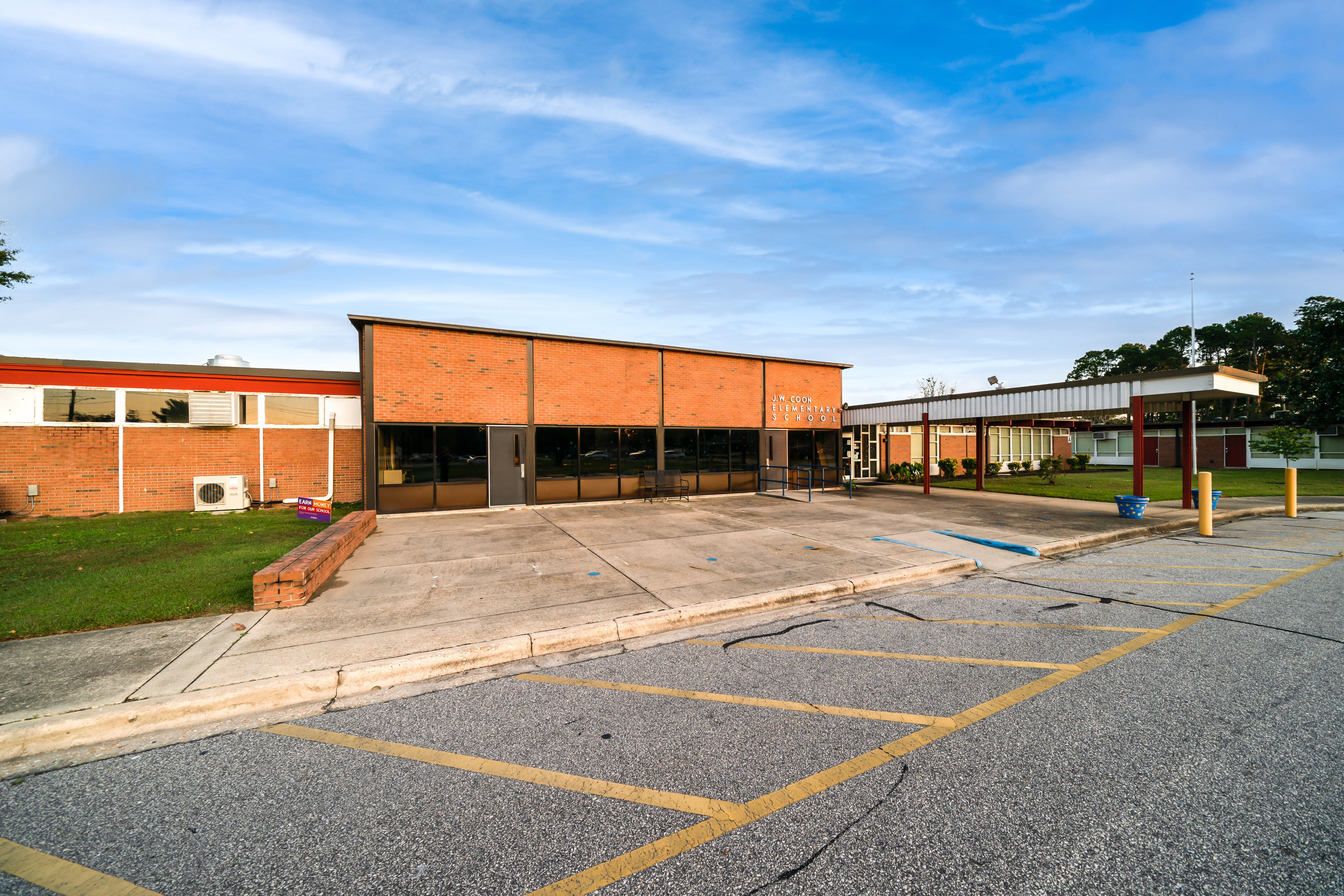 A photo of the front of j w coon elementary