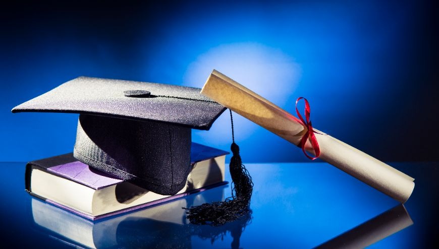 Graduation cap with a diploma