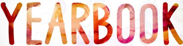 Yearbook in orange on white background