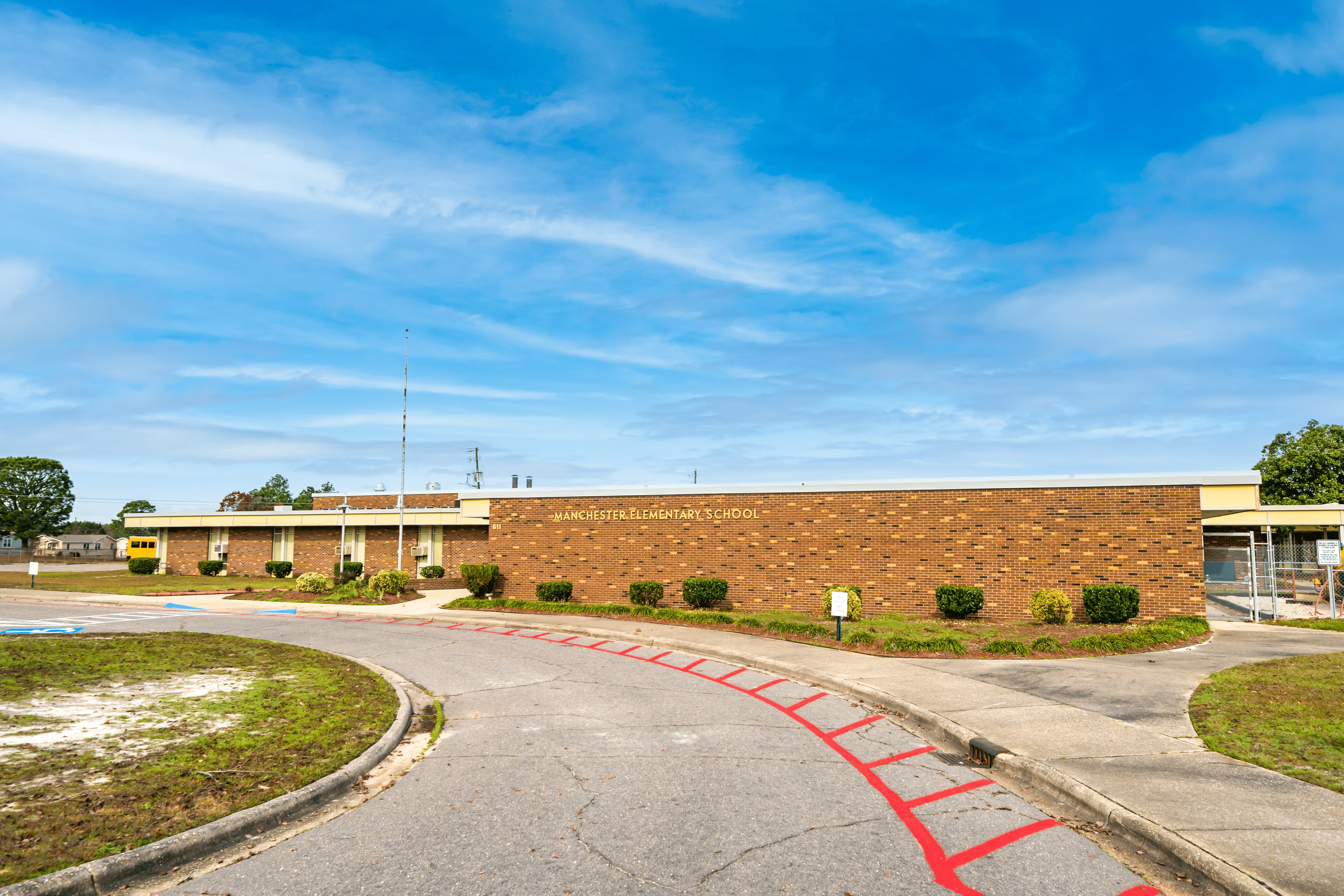 A photo of the front of manchester elementary school