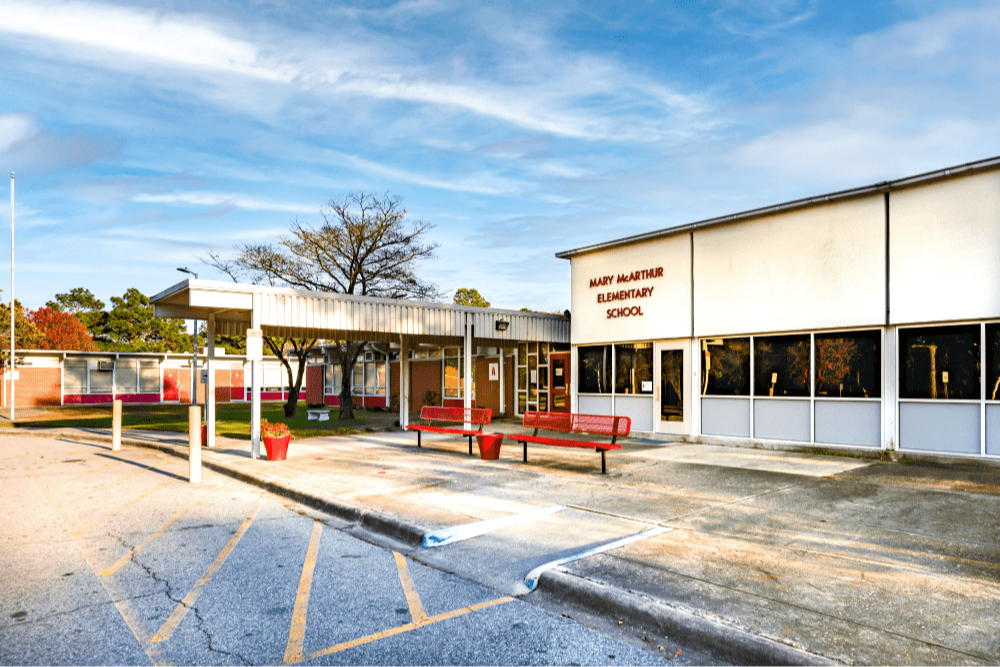 A photo of the front of mary mcarthur elementary school