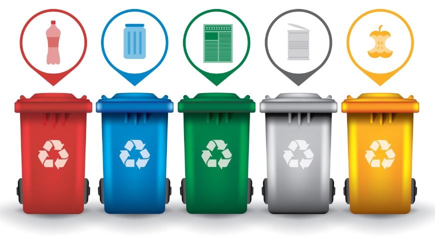  image of colorful recycling bins