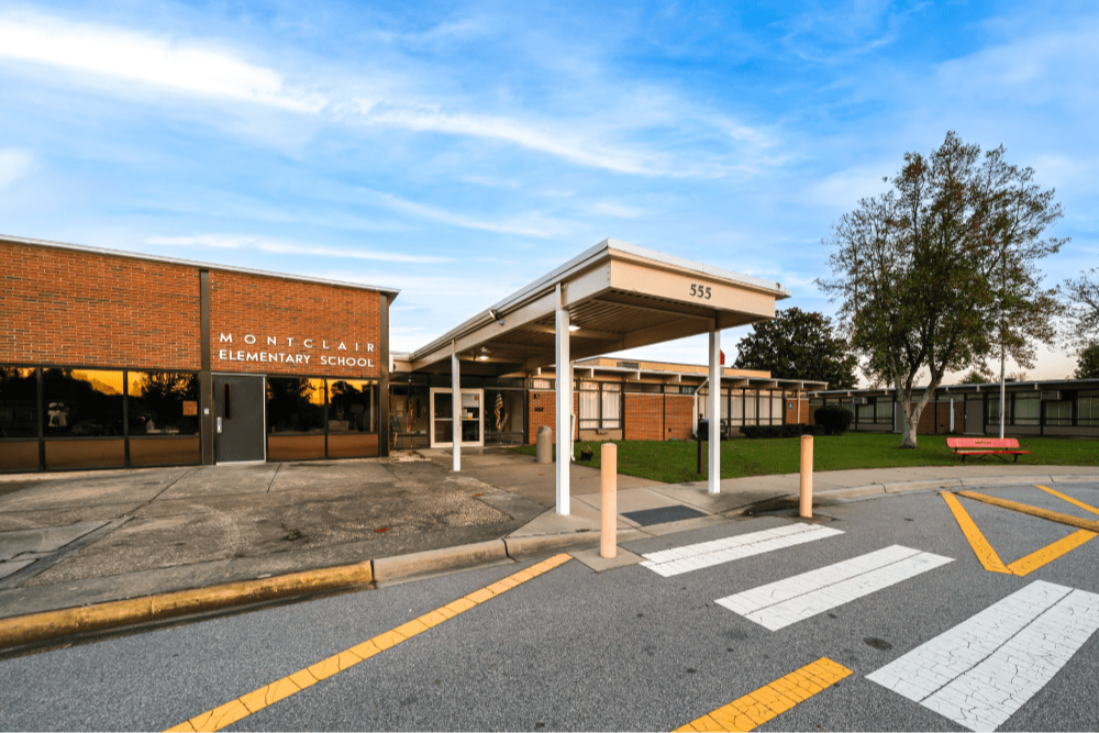 A photo of the front of montclair elementary school