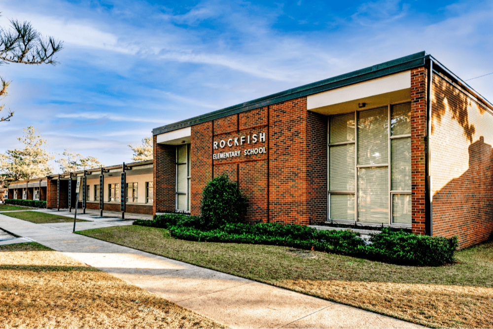 A photo of the front of rockfish elementary