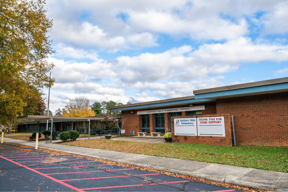 A photo of the front of vanstory hills elementary