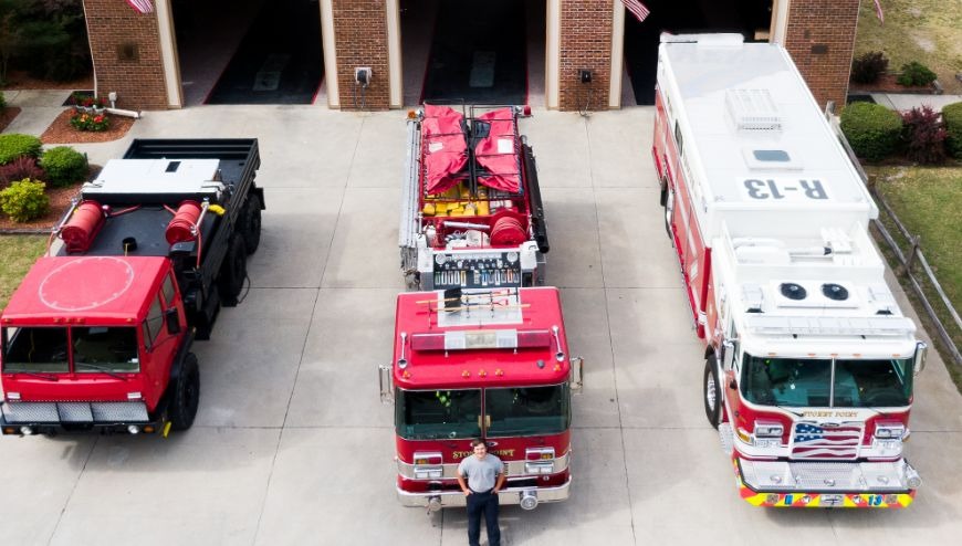 Fire trucks at a Fire Station