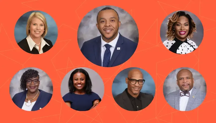 image of 2027 Principal of the Year Finalists on a light orange background