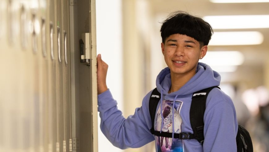 Student at locker