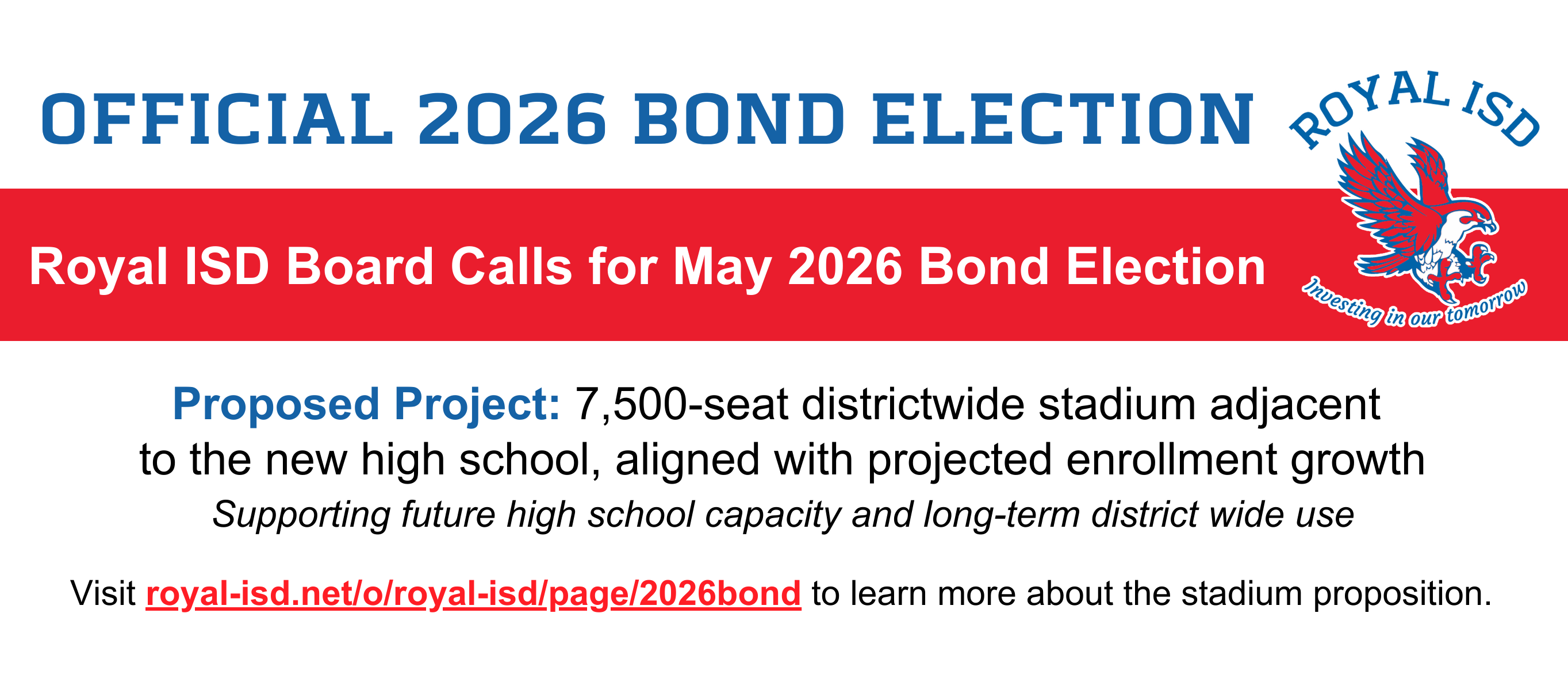 Royal ISD Board Calls for May 2026 Bond Election