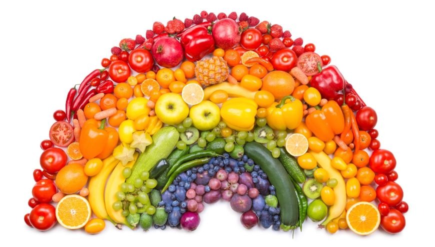 Rainbow of fruits and vegetables.