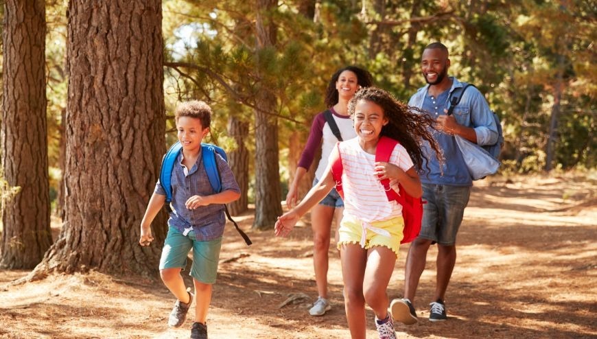 Family going on a hike