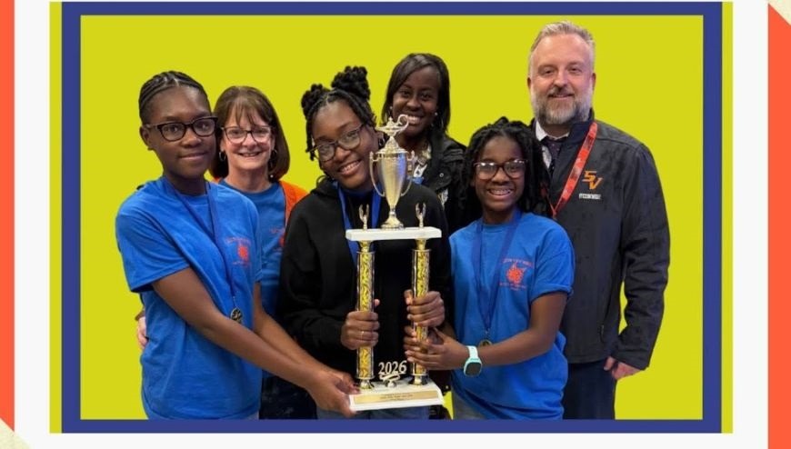 Battle of the Books team with coach and admin