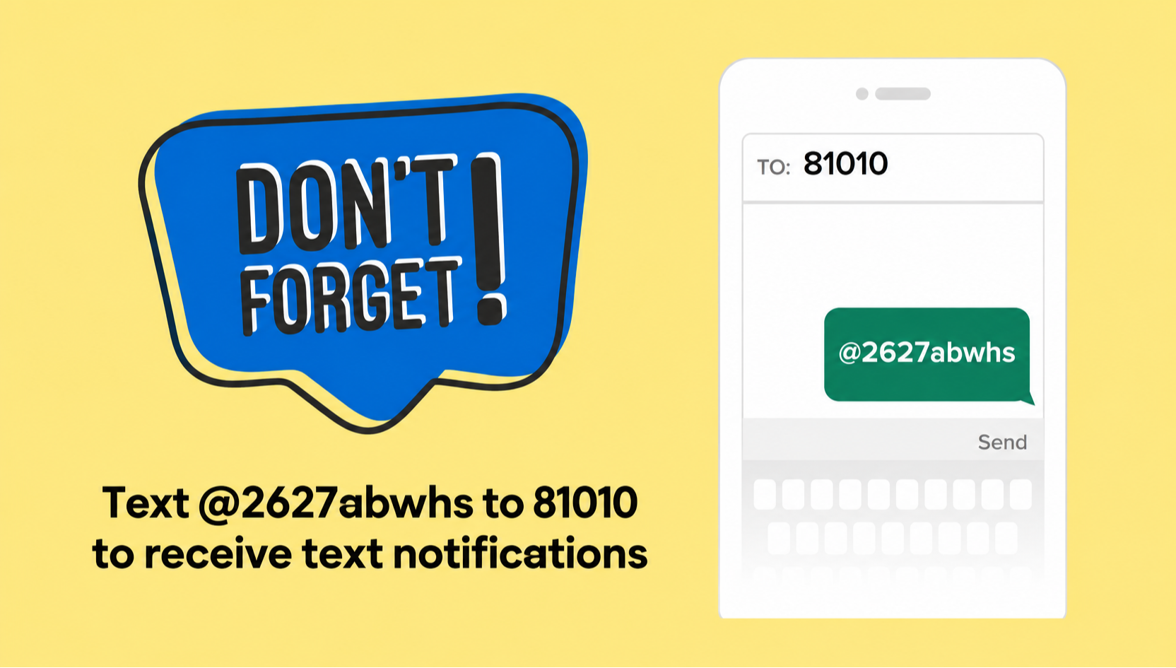 Flyer to sign up for Alger B. Wilkins text notifications