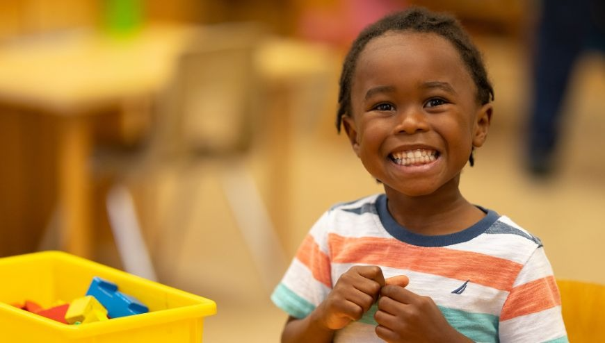 Kid playing with blocks