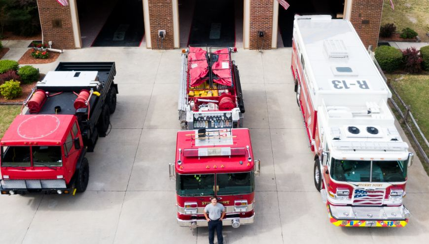 image of the fire station taken from above