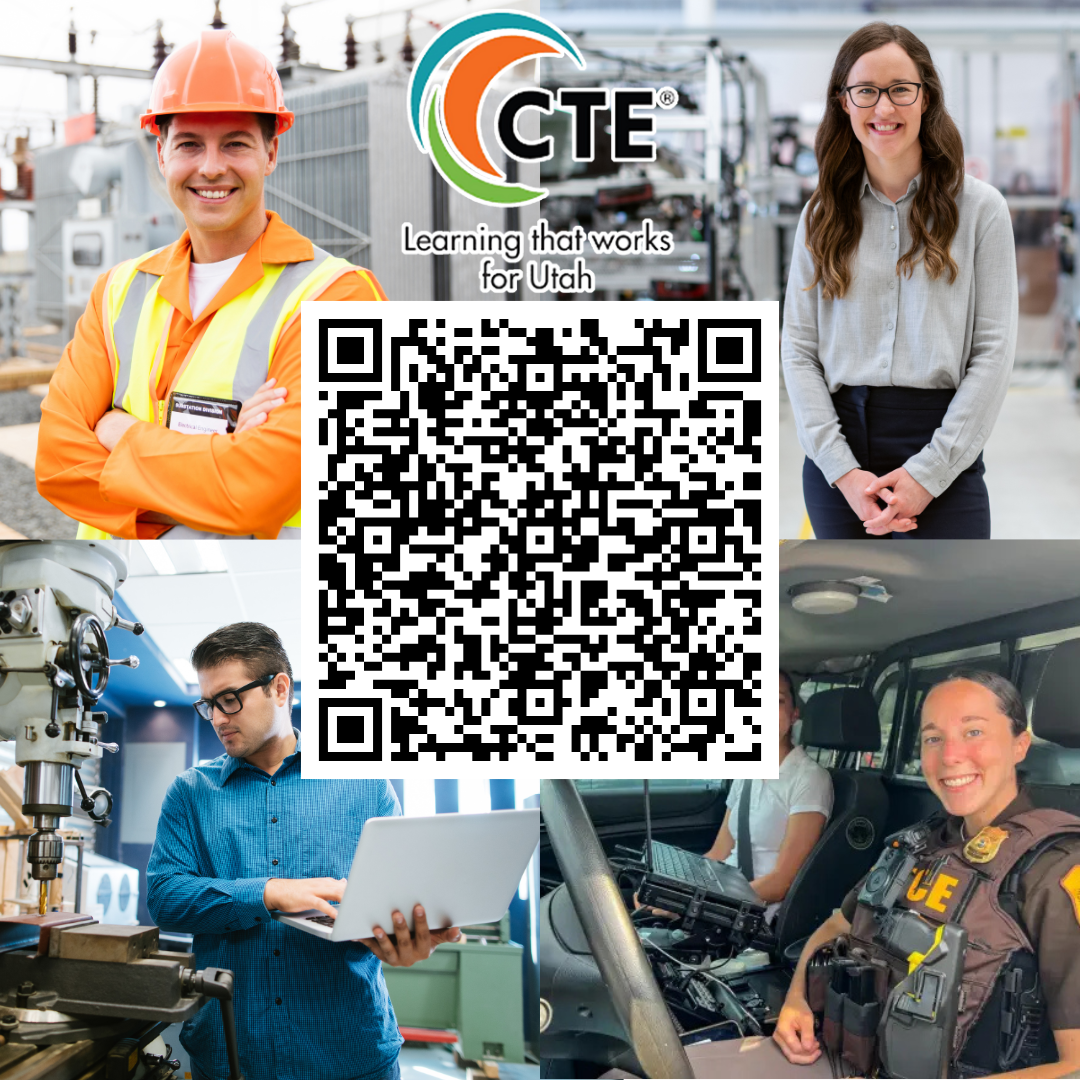 Pic and QR code for mentor application to host interns with pics of student interns