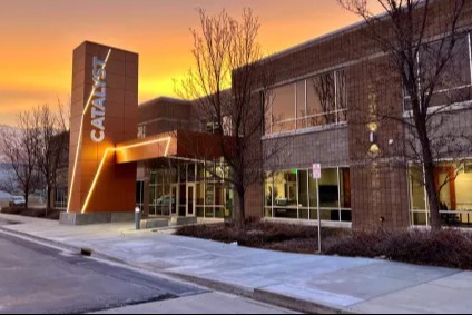 Front view of the Davis Catalyst Center building