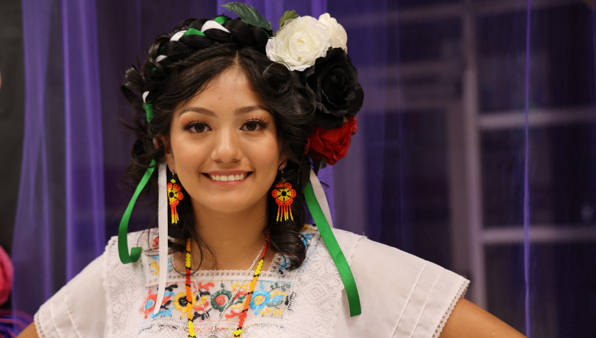 student wearing Hispanic dress