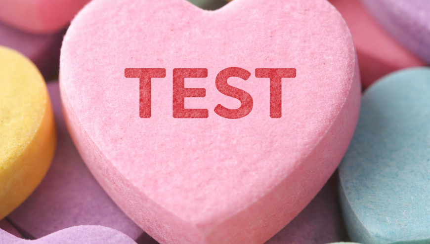 Image of Heart with the word Testing on it