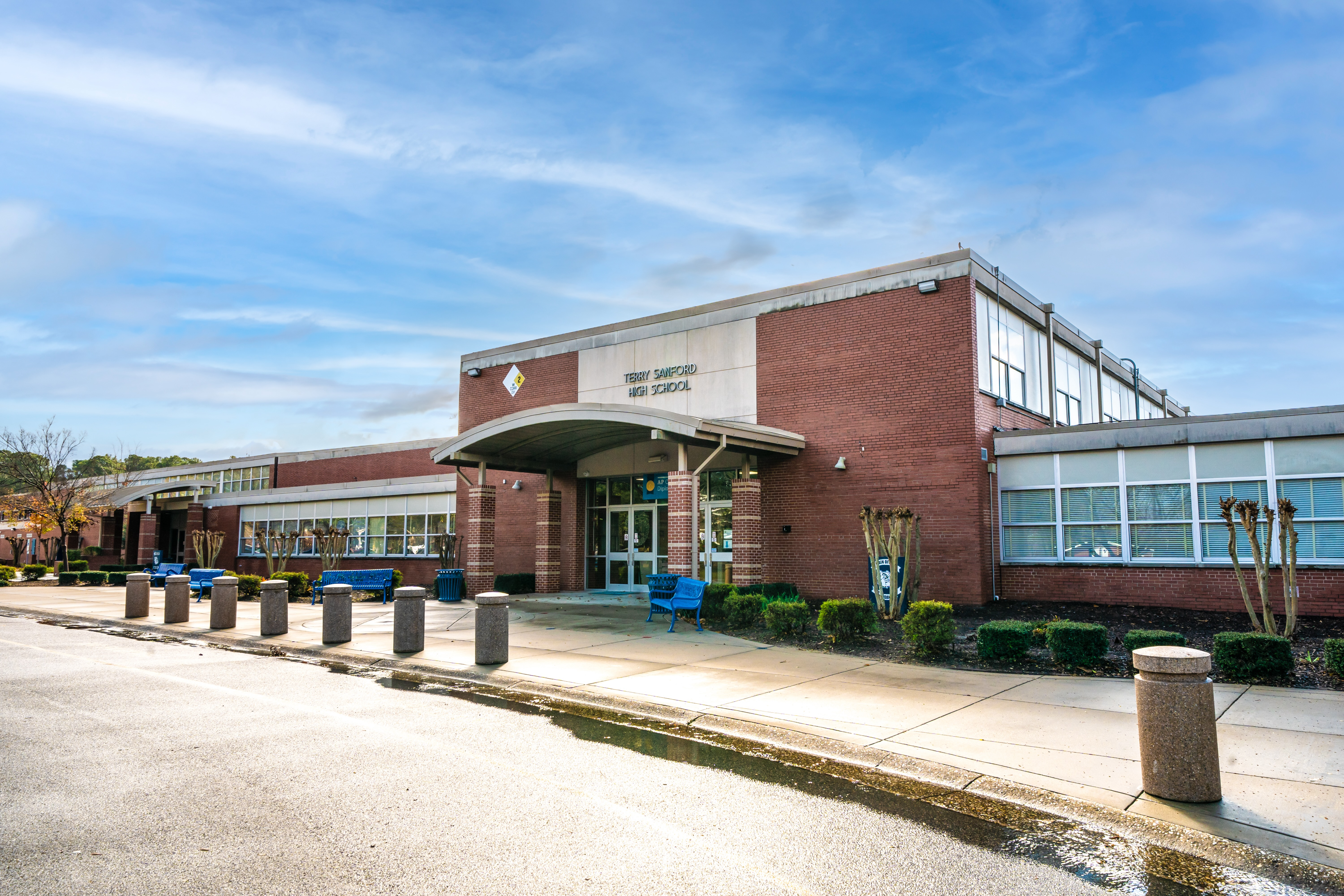 A photo of the front of terry sanford high school