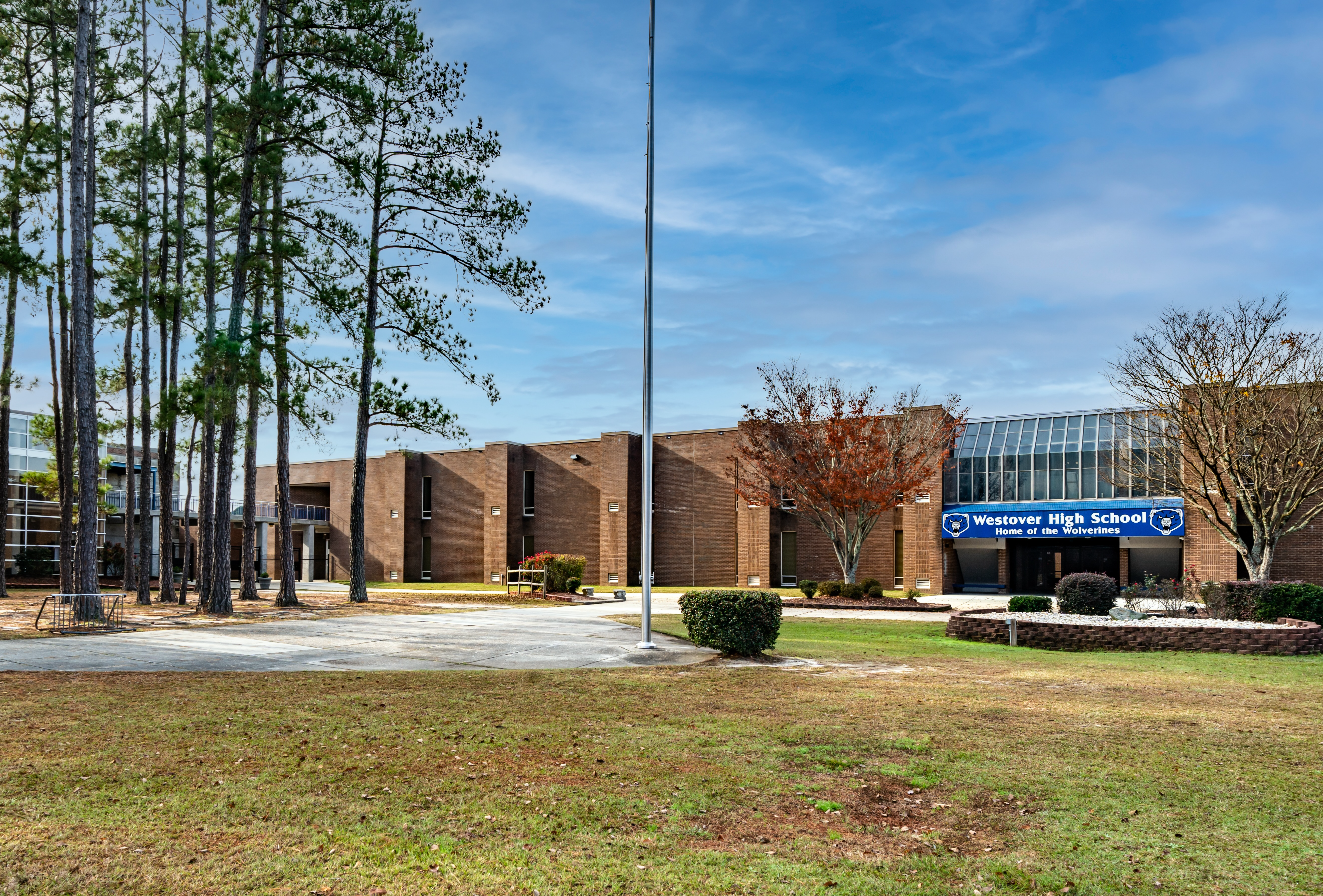 A photo of the front of westover high school