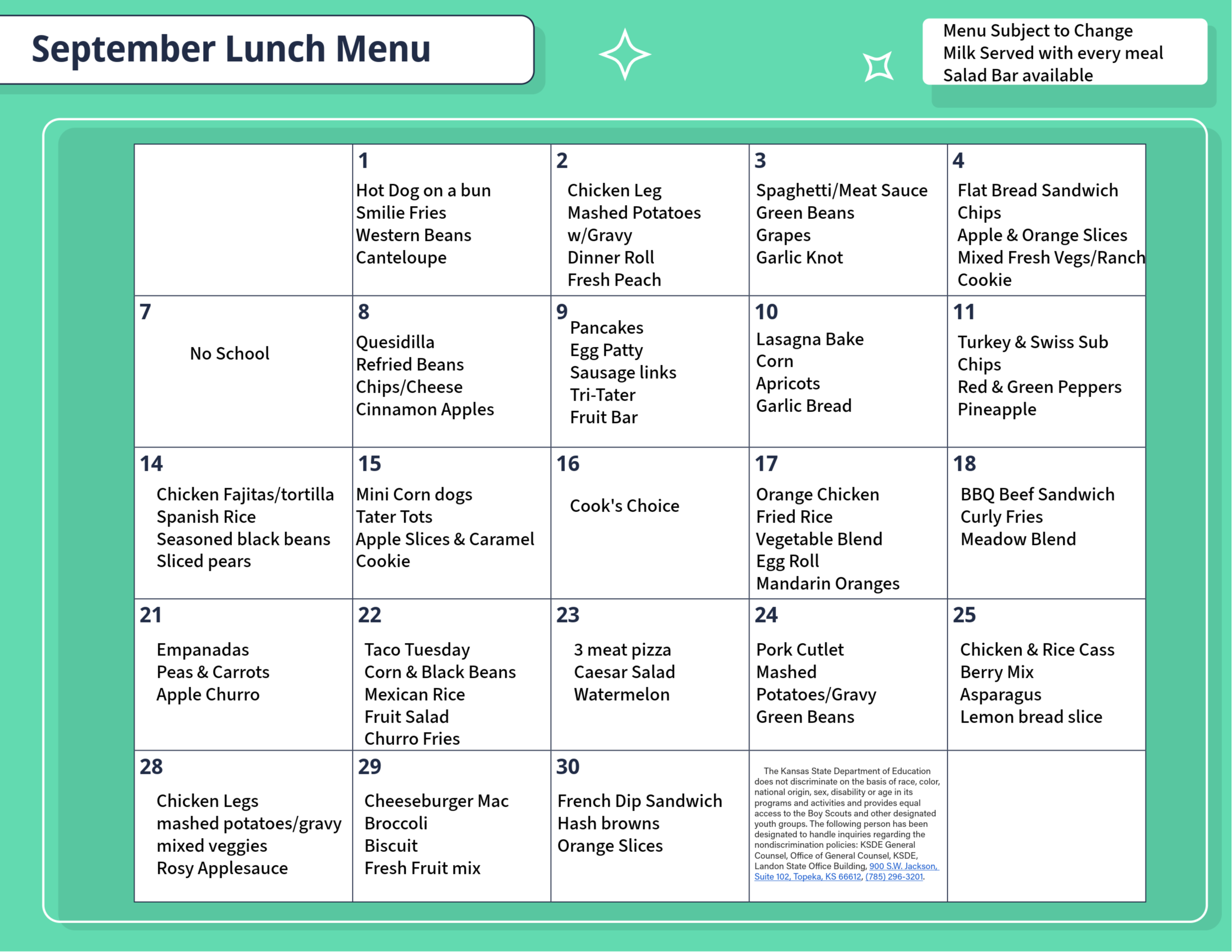 lunch menu