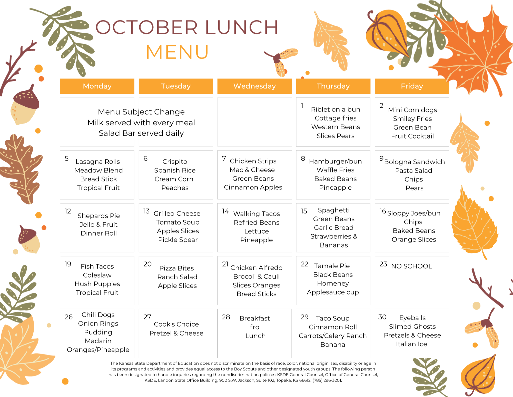lunch menu