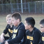 Young boys sitting on grass field