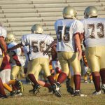  Team of football players on field.