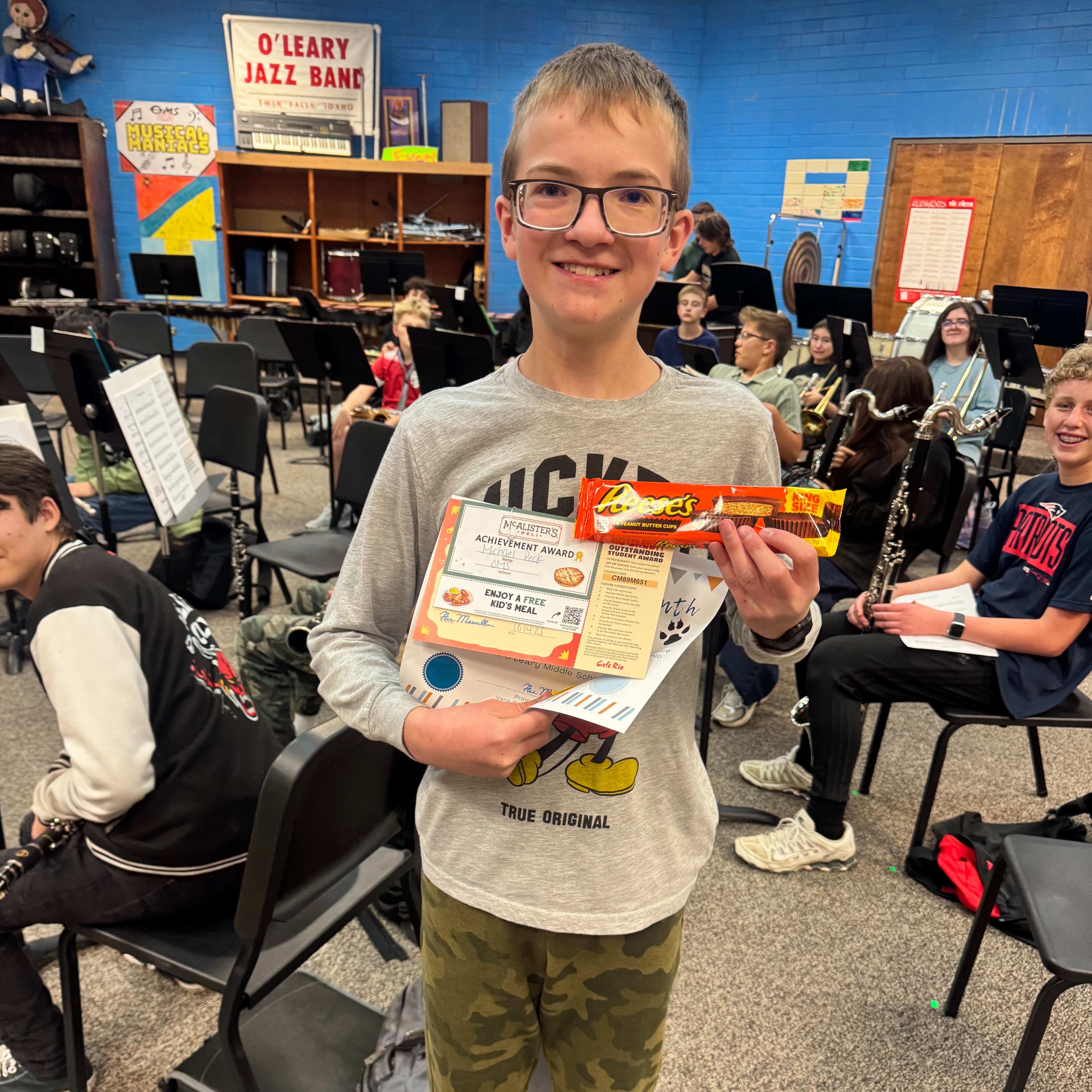 Student of the month with certificate